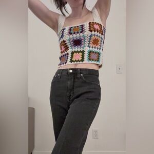 Colorful Crochet Square Pattern Tank Top